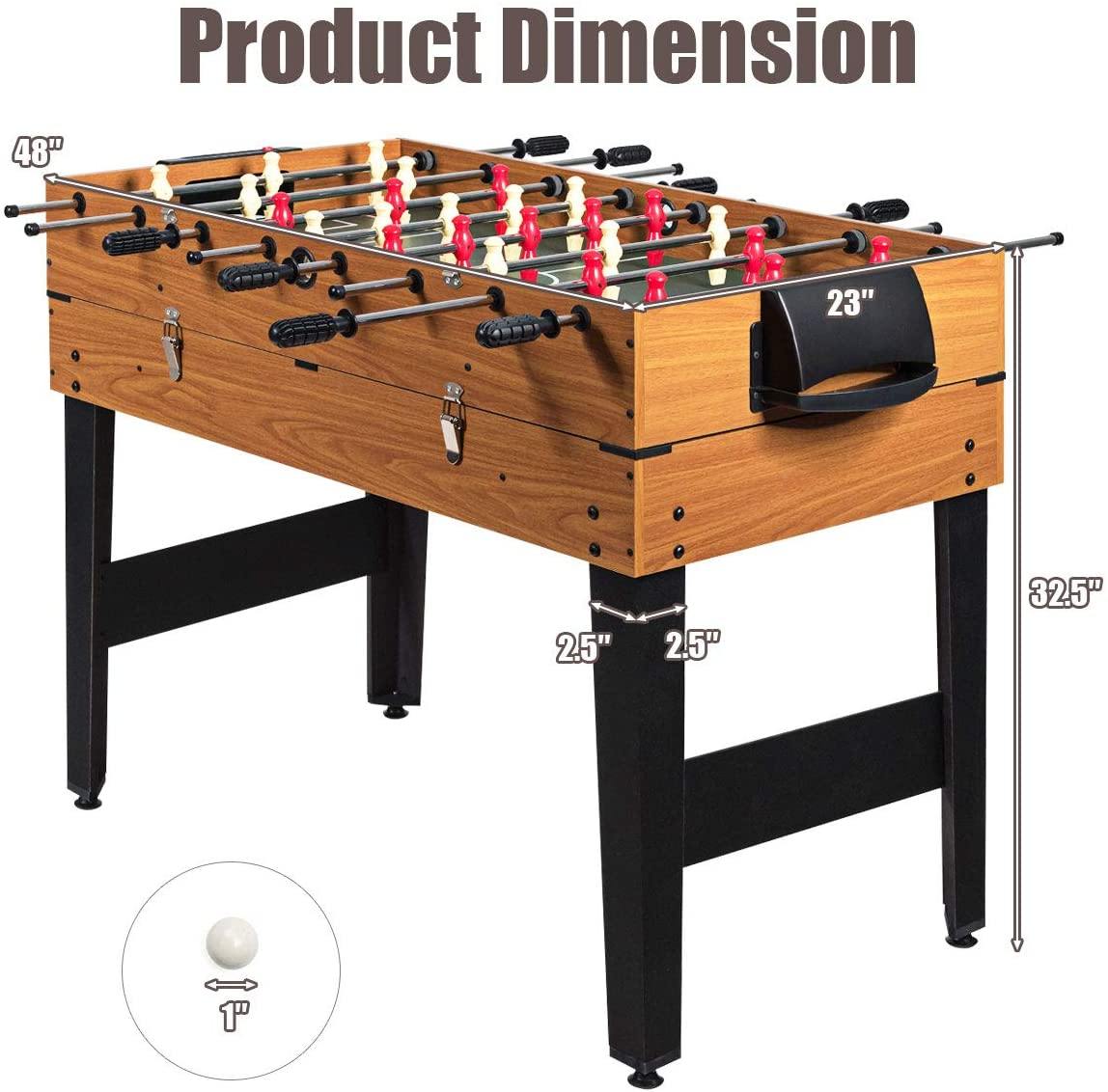 3-in-1 48" Combo Game Table w/ Soccer, Billiard, Slide Hockey, Wood Foosball Table - Giantexus