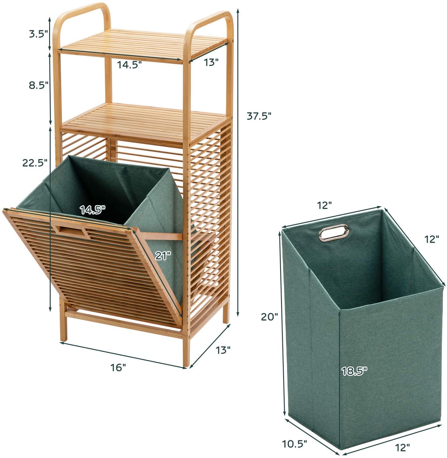 Bamboo Freestanding Clothes Basket - Giantexus