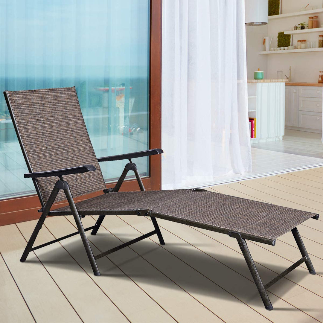 Set of 2 Chaise Lounge Chair with 5 Adjustable Reclining Positions