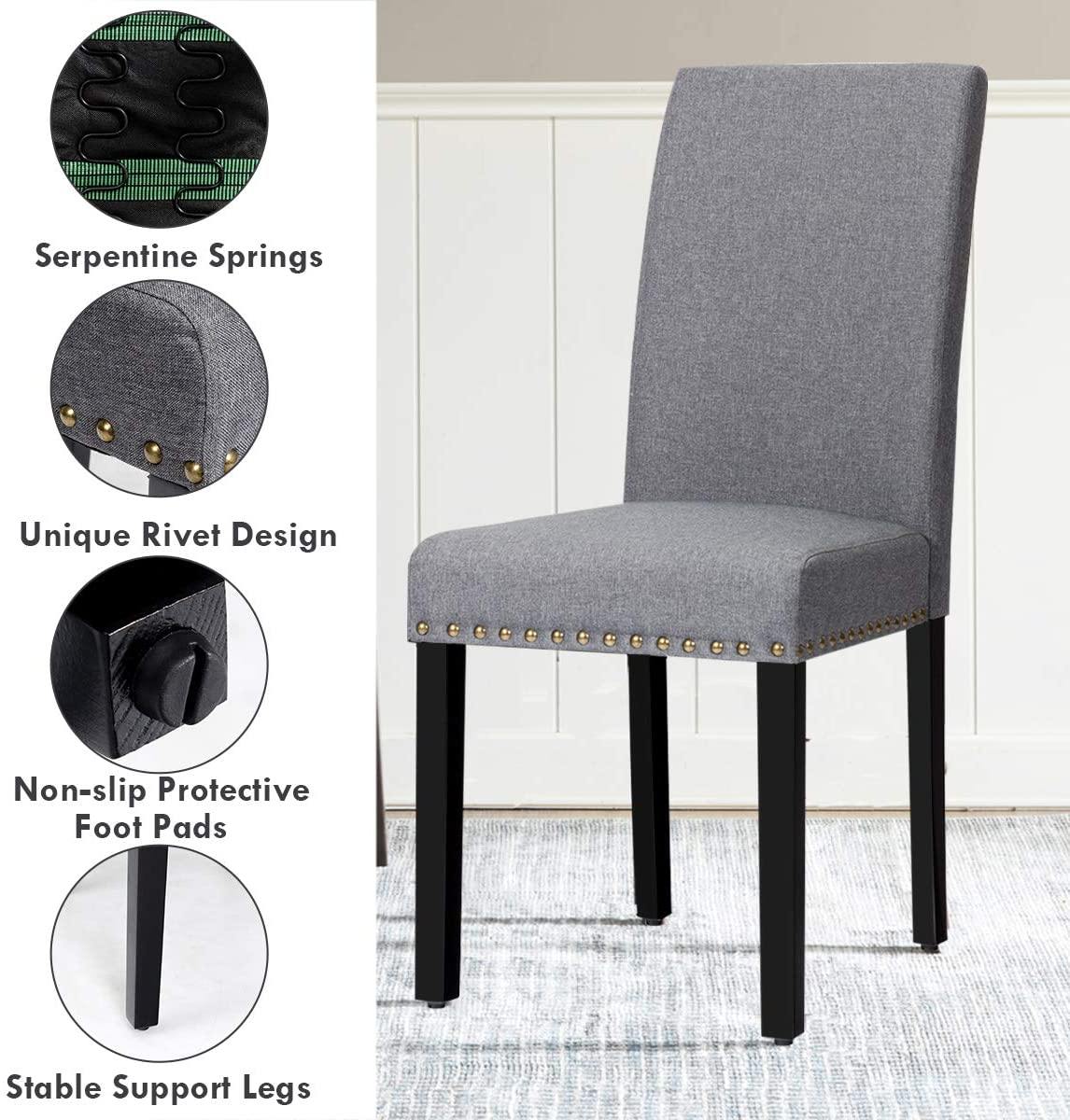 Giantex Upholstered Dining Chairs Set of 2 or 4, Fabric Side Chairs w/Wood Legs - Giantexus