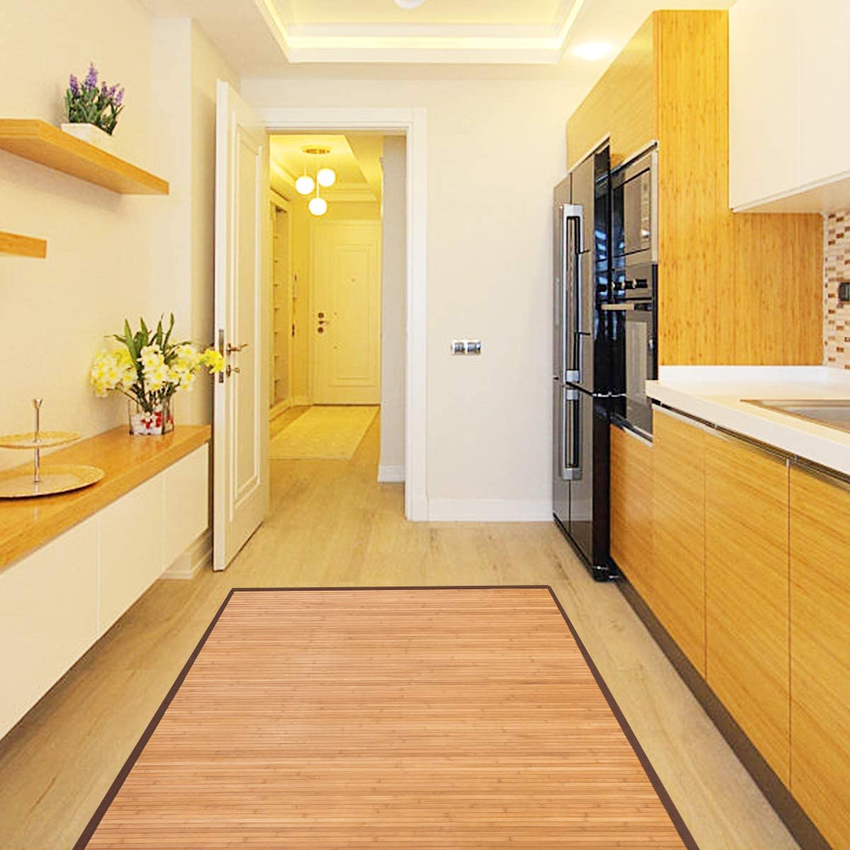 Floor Carpet Natural Bamboo Wood Indoor 60" x 96" Area Rug