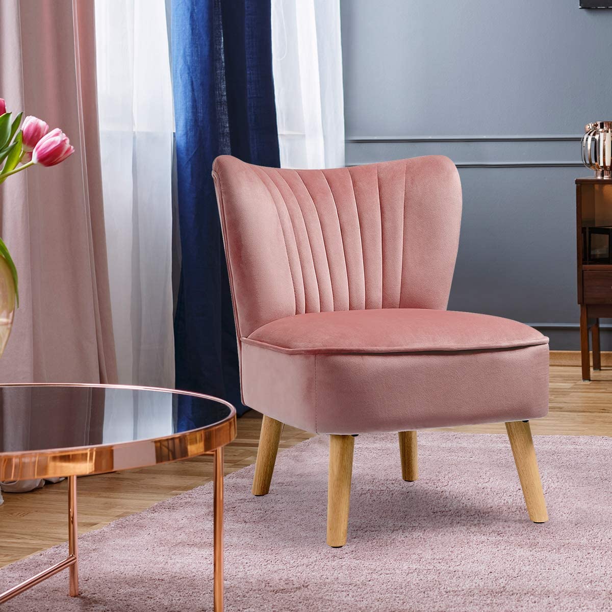 Velvet Accent Chair, Upholstered Modern Sofa Chair - Giantexus