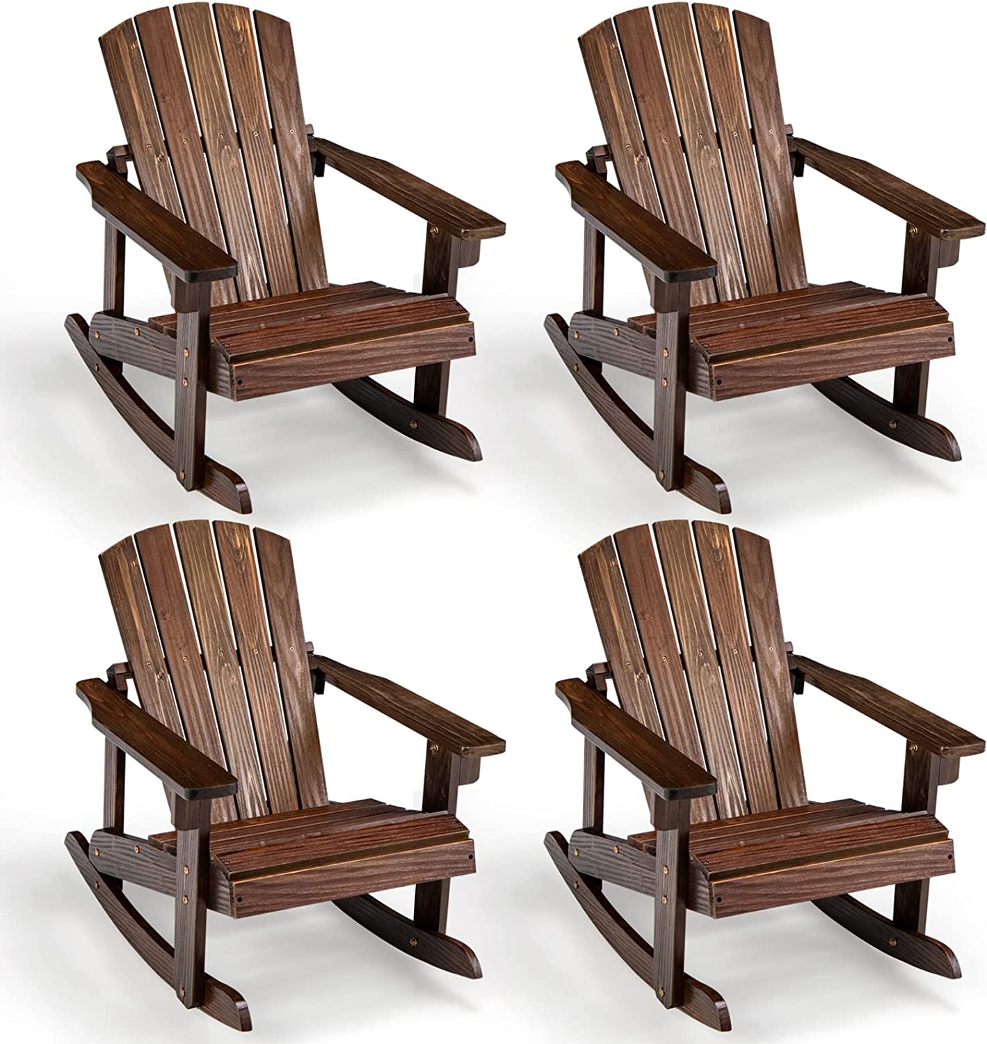 Giantex Wooden Adirondack Rocking Chair - Kids Outdoor Adirondack Rocker with Slatted seat, Smooth Rocking Feet
