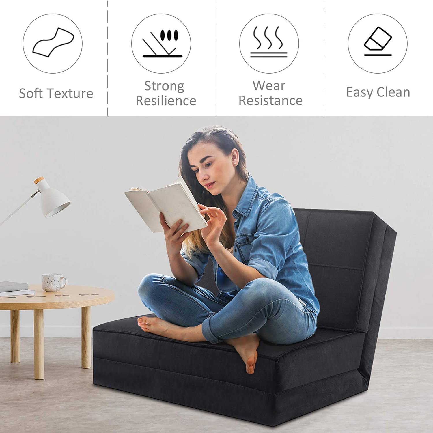 5-Position Adjustable Convertible Flip Chair - Giantexus