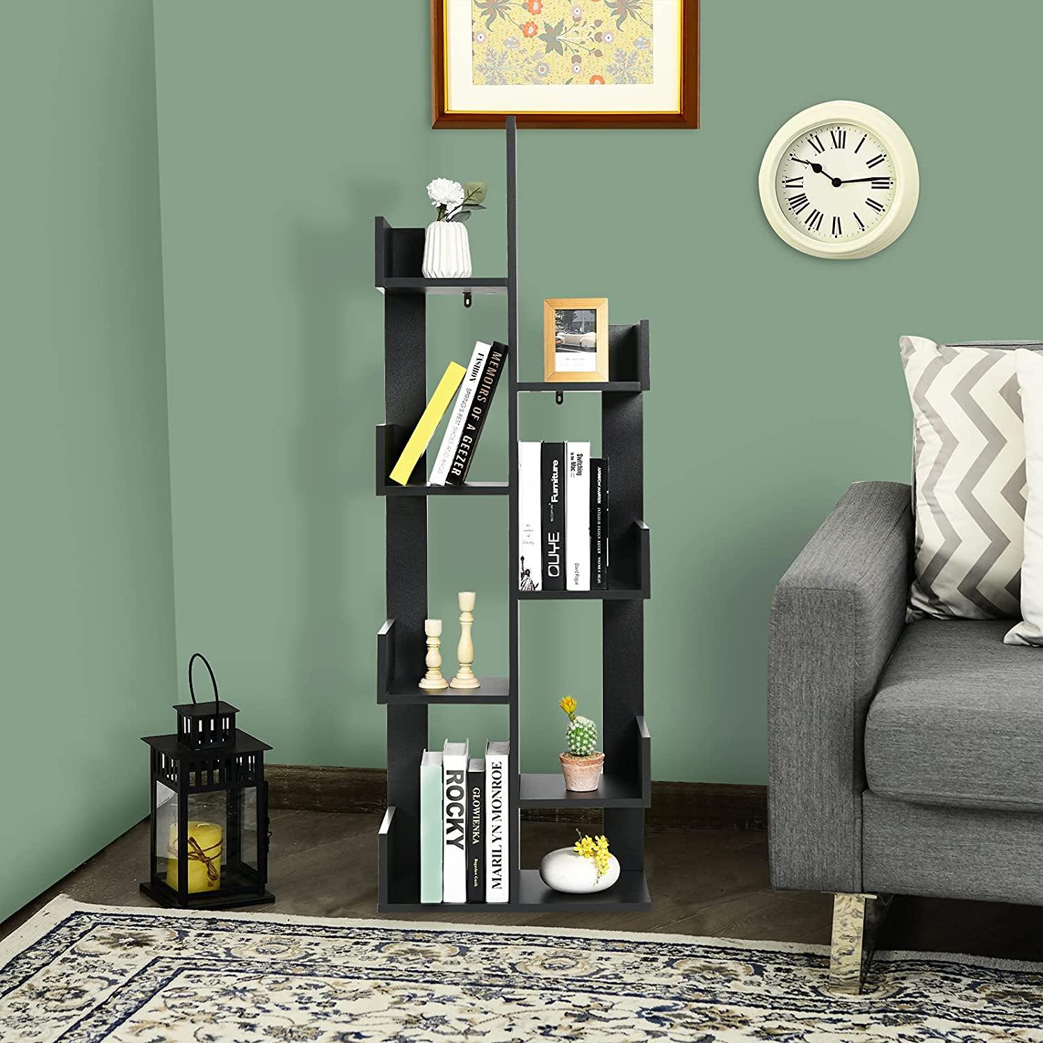 Wooden Bookcase, Tree-Shaped Modern Display Bookshelf - Giantexus