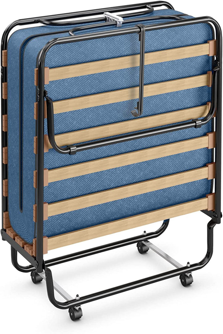 Giantex Folding Bed with Mattress for Adults, 75" x 32" Rollaway Guest Beds w/ 3 Inch Foam Mattress & Sturdy Metal Frame