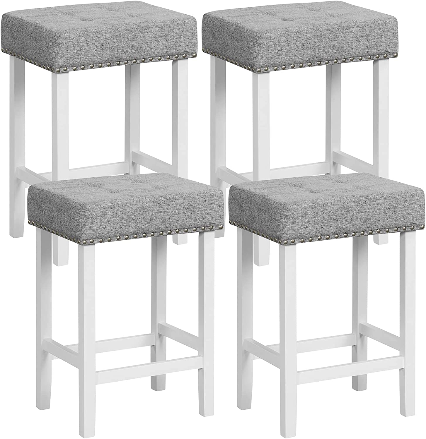 Giantex Bar Stools Set of 2-29" Bar Height Backless Barstools with Nailhead Linen Foam Seat
