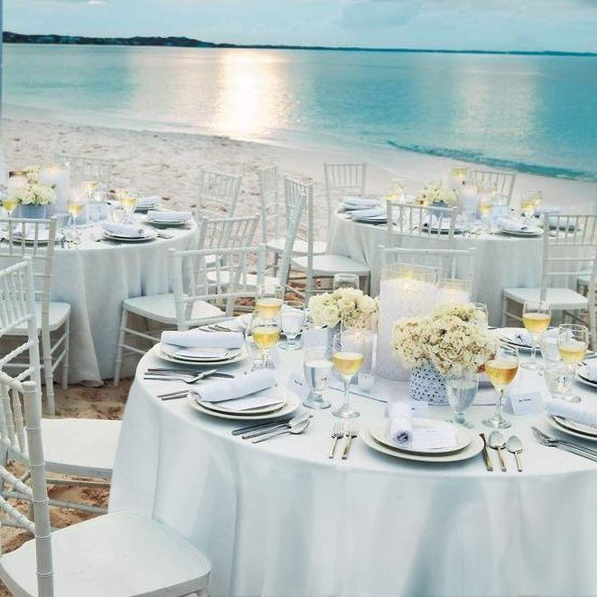 10 Pcs Round White Tablecloth 120-Inch, Premium Polyester Table Cover (White, 120") - Giantexus
