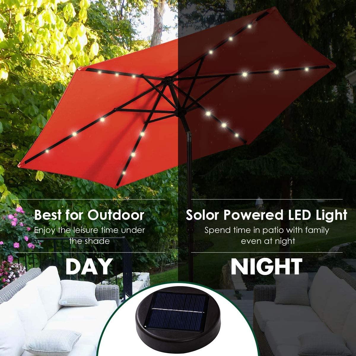 9ft Market Patio Umbrella w/Solar Lights - Giantexus