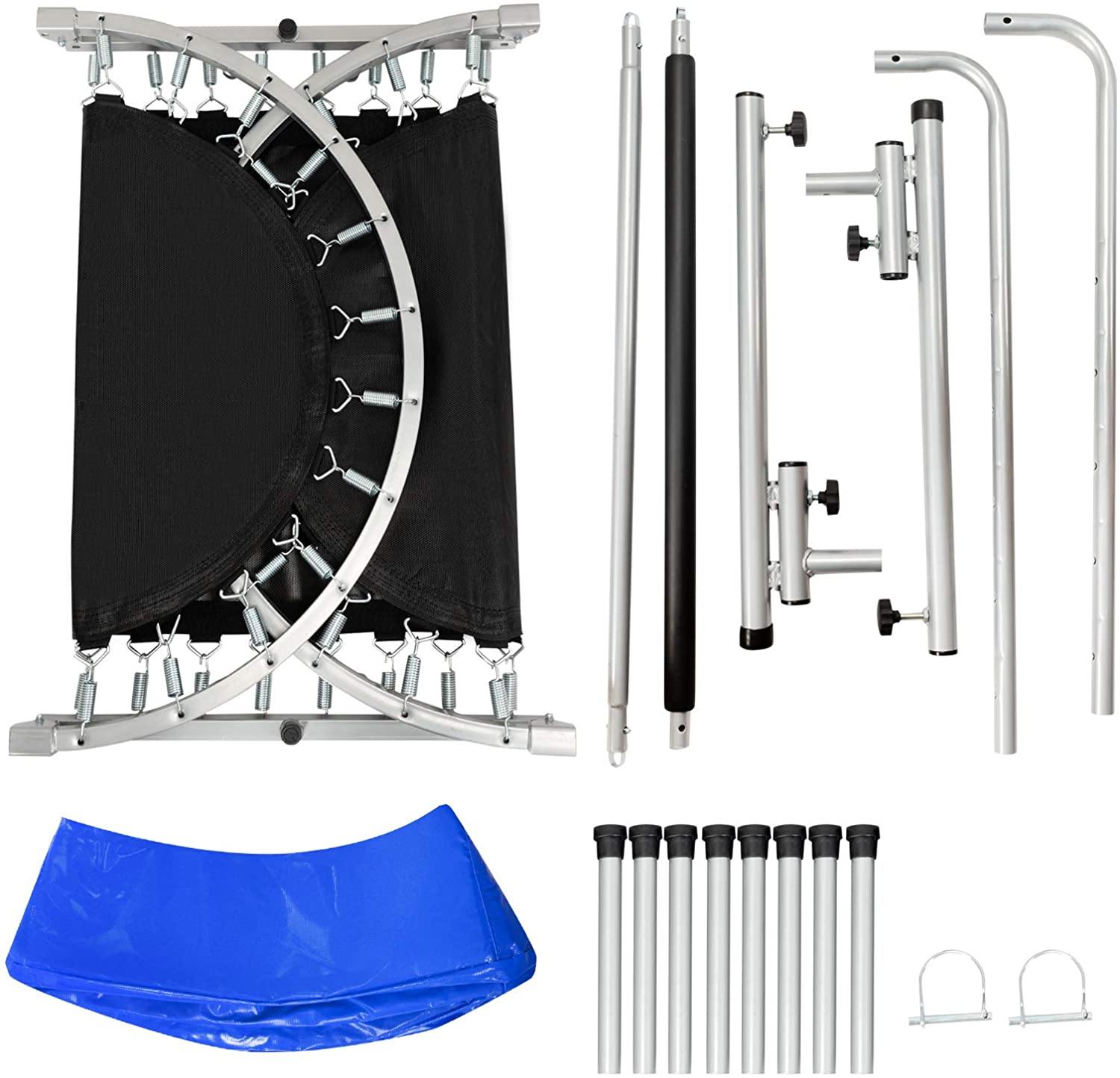 Mini Trampoline, 2 Persons Foldable Fitness Trampoline w/ 5 Levels Height Adjustable Handle, Max Load 330LBS - Giantexus