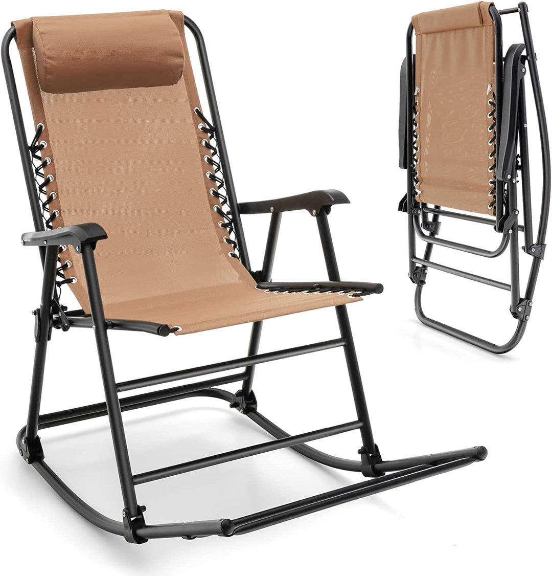 Giantex Rocking Camping Chair Folding - Outdoor Rocker Camping Chair