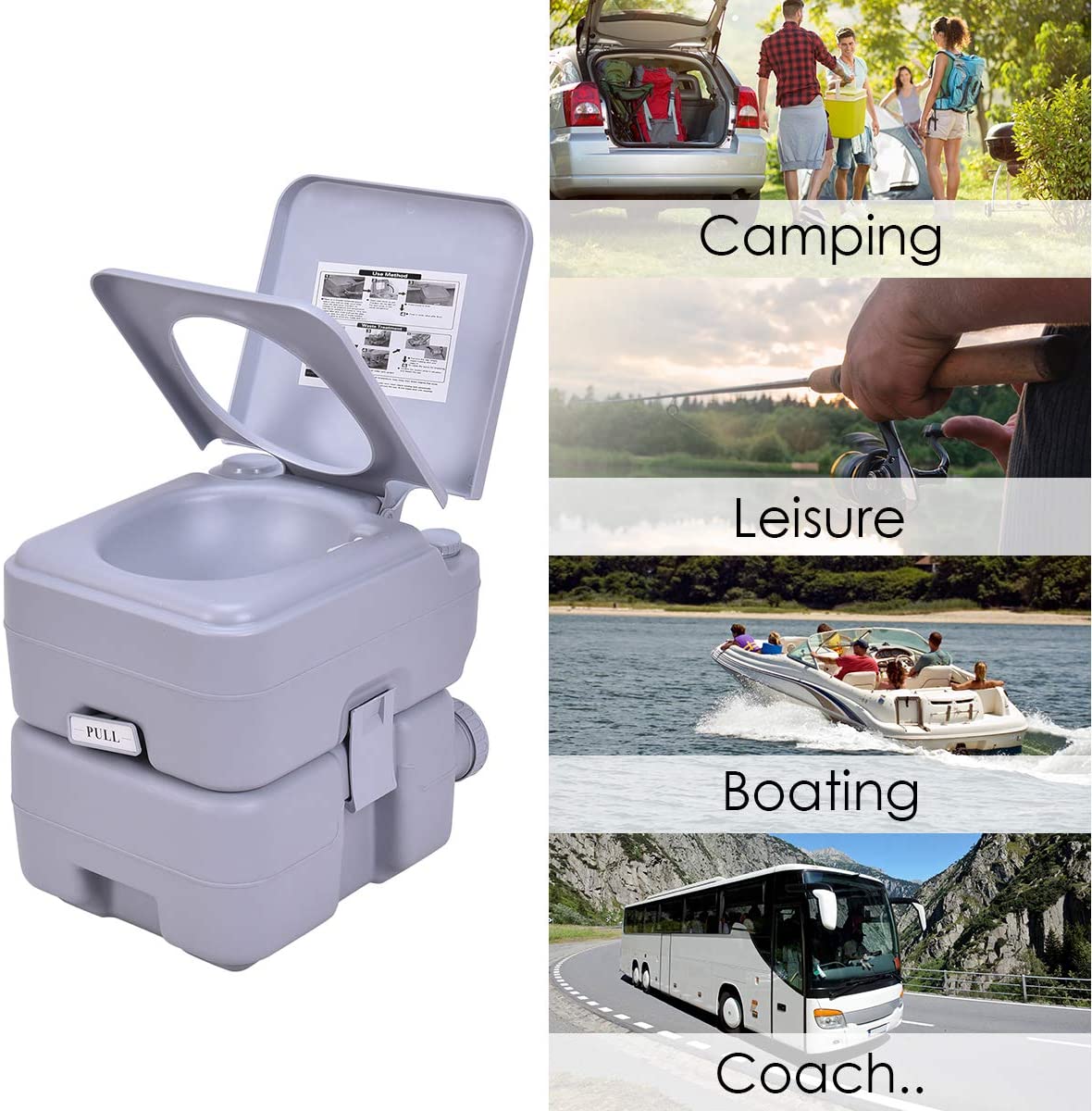 Giantex Portable Toilet 5 Gallon with Waste Tank, Built-in Rotating Spout