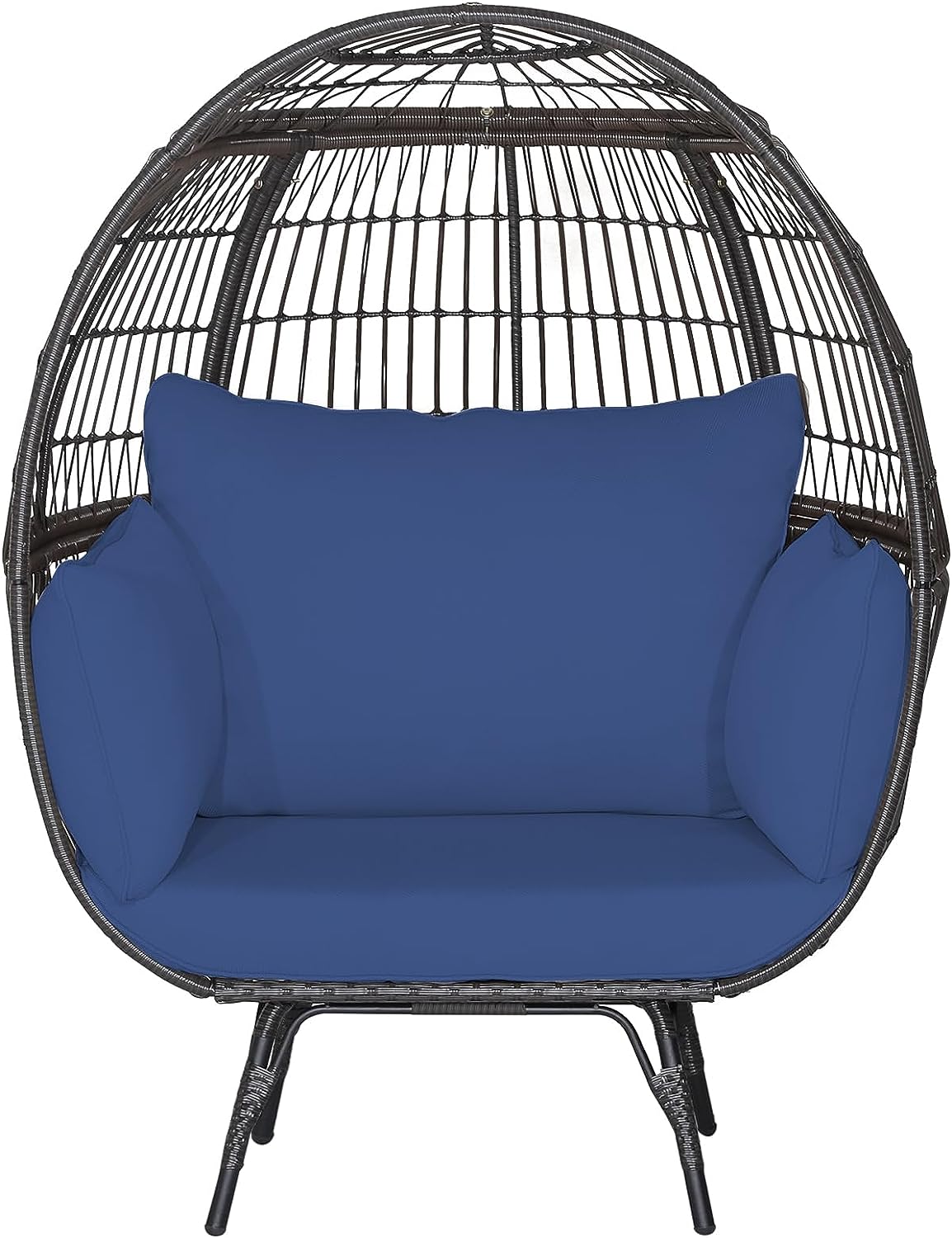 Giantex PE Rattan Egg Chair - Oversized Hammock Chair with Thick Cushions & Sturdy Metal Frame