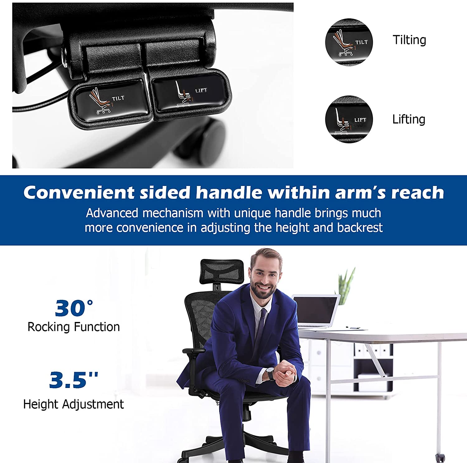 Ergonomic Office Chair, High Back Desk Chair