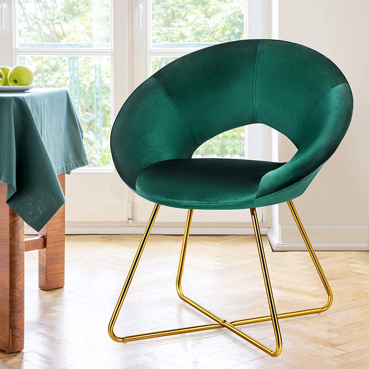 Modern Velvet Accent Chair, Comfy Cute Upholstered Vanity Desk Chair - Giantexus