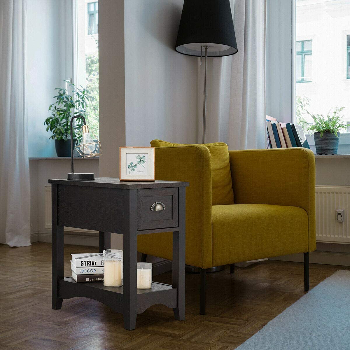 Chair Side End Table with Drawer - Giantexus