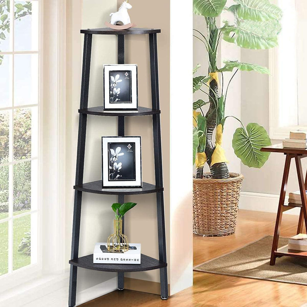 4-Tier Corner Shelf Industrial Multipurpose Bookcase - Giantexus