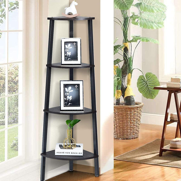 4-Tier Corner Shelf Industrial Multipurpose Bookcase - Giantexus