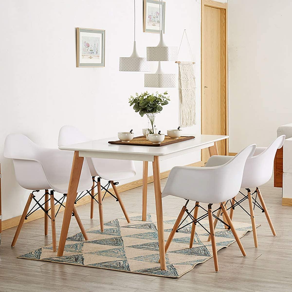 Set of 2 Modern Dining Chairs w/Natural Wood Legs - Giantexus
