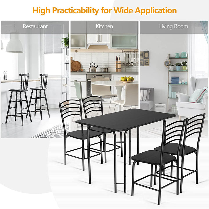 Giantex 5 PCS Dining Table Set 4 Person, Modern Kitchen Table and 4 Chairs,Black