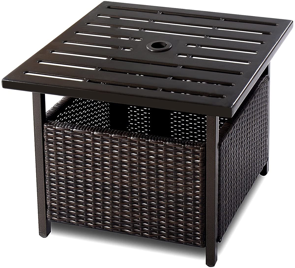 Giantex Patio Rattan Wicker Umbrella Side Table