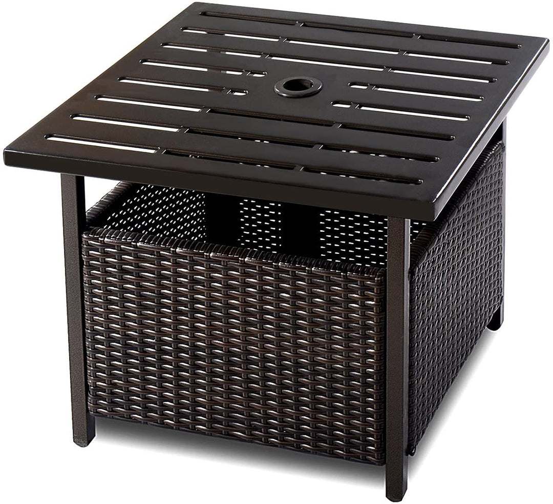 Giantex Patio Rattan Wicker Umbrella Side Table