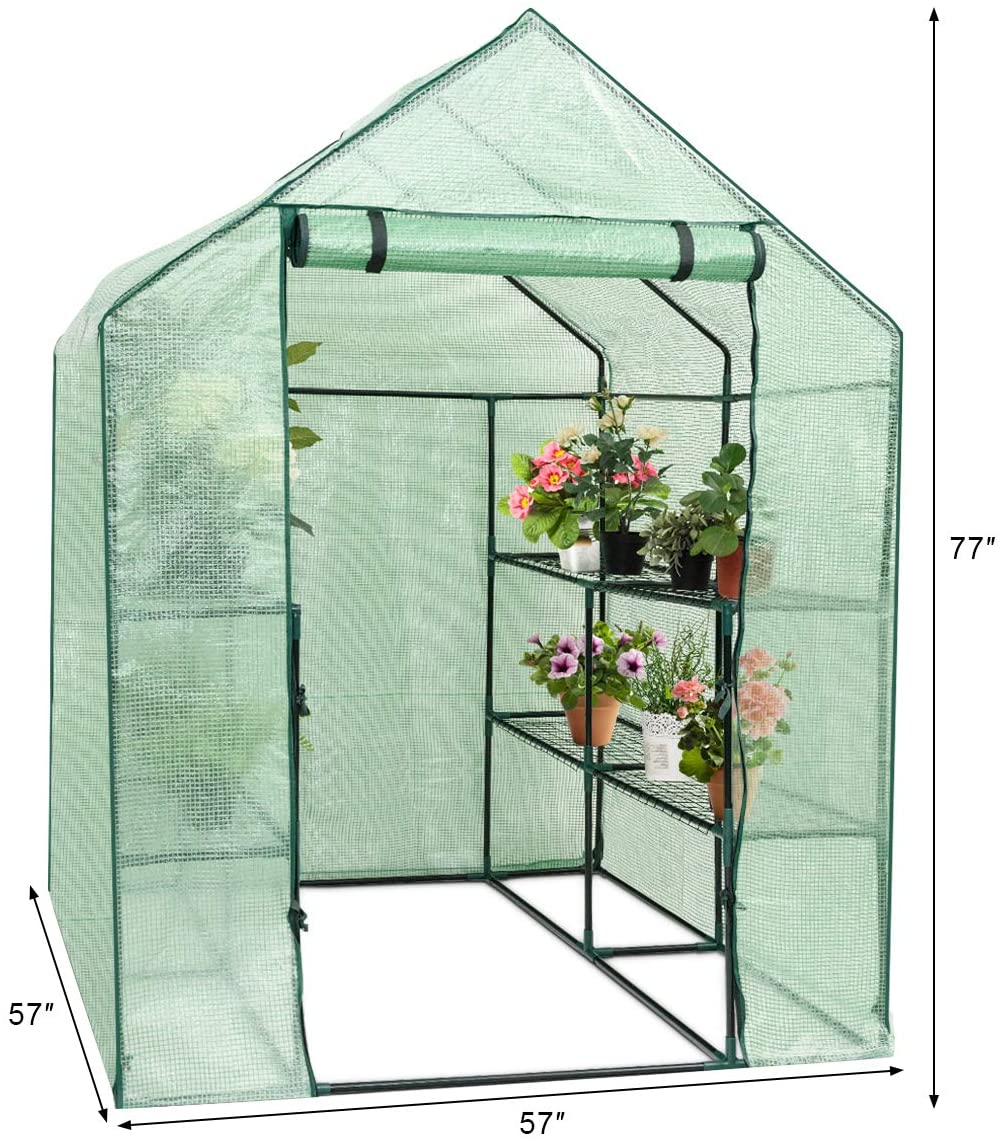 Outdoor Portable Greenhouse Mini Walk in 3 Tiers 8 Shelves Stands