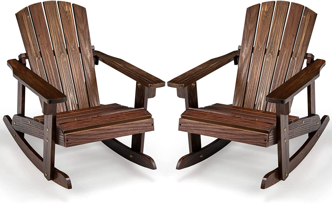 Giantex Wooden Adirondack Rocking Chair - Kids Outdoor Adirondack Rocker with Slatted seat, Smooth Rocking Feet