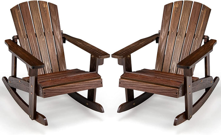 Giantex Wooden Adirondack Rocking Chair - Kids Outdoor Adirondack Rocker with Slatted seat, Smooth Rocking Feet