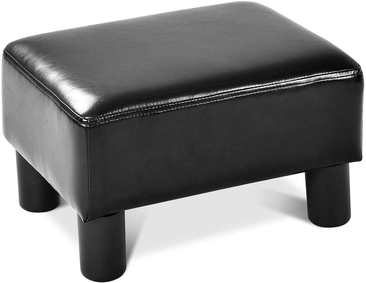 Giantex 16" Small Footstool PU Leather Ottoman Footrest Modern