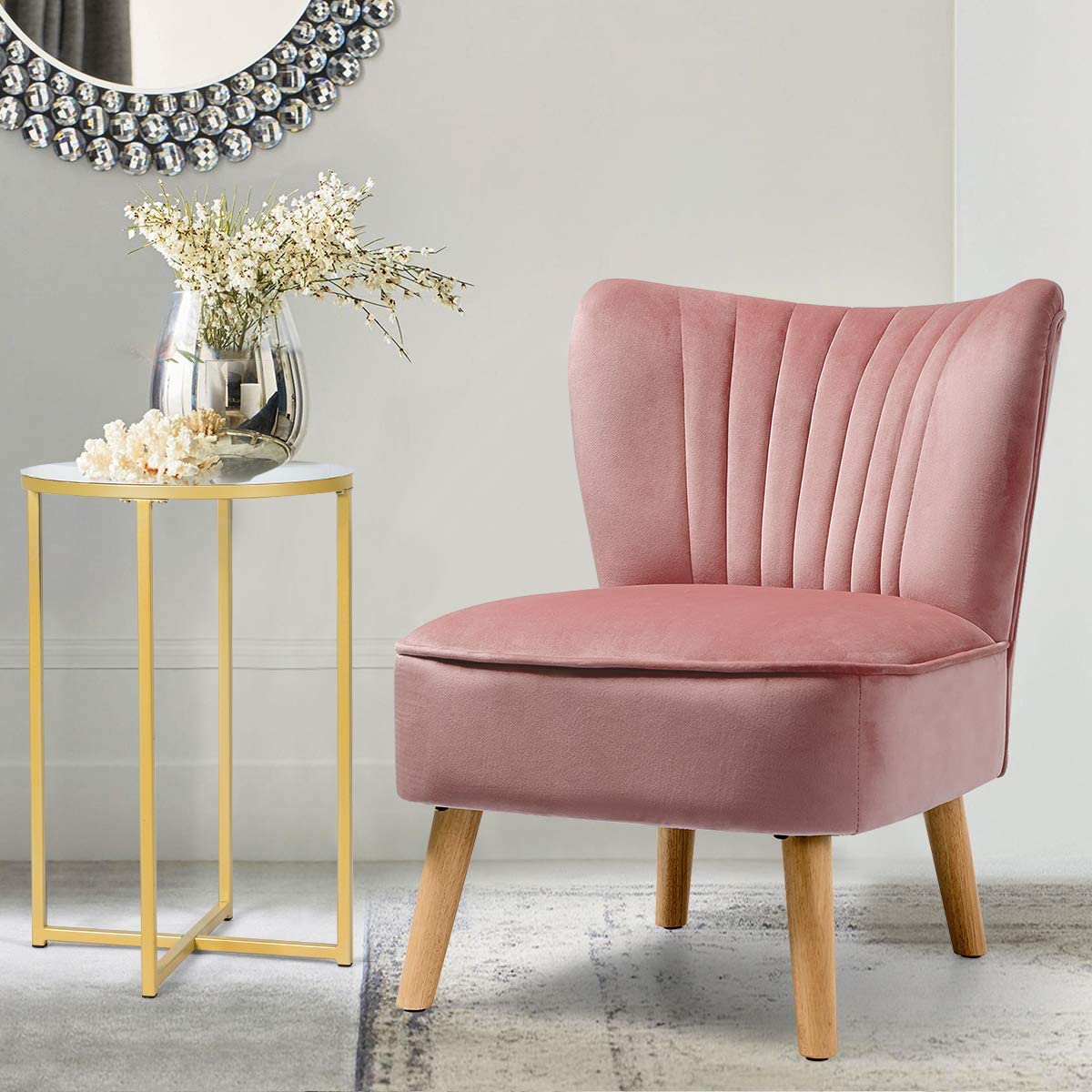 Velvet Accent Chair, Upholstered Modern Sofa Chair - Giantexus