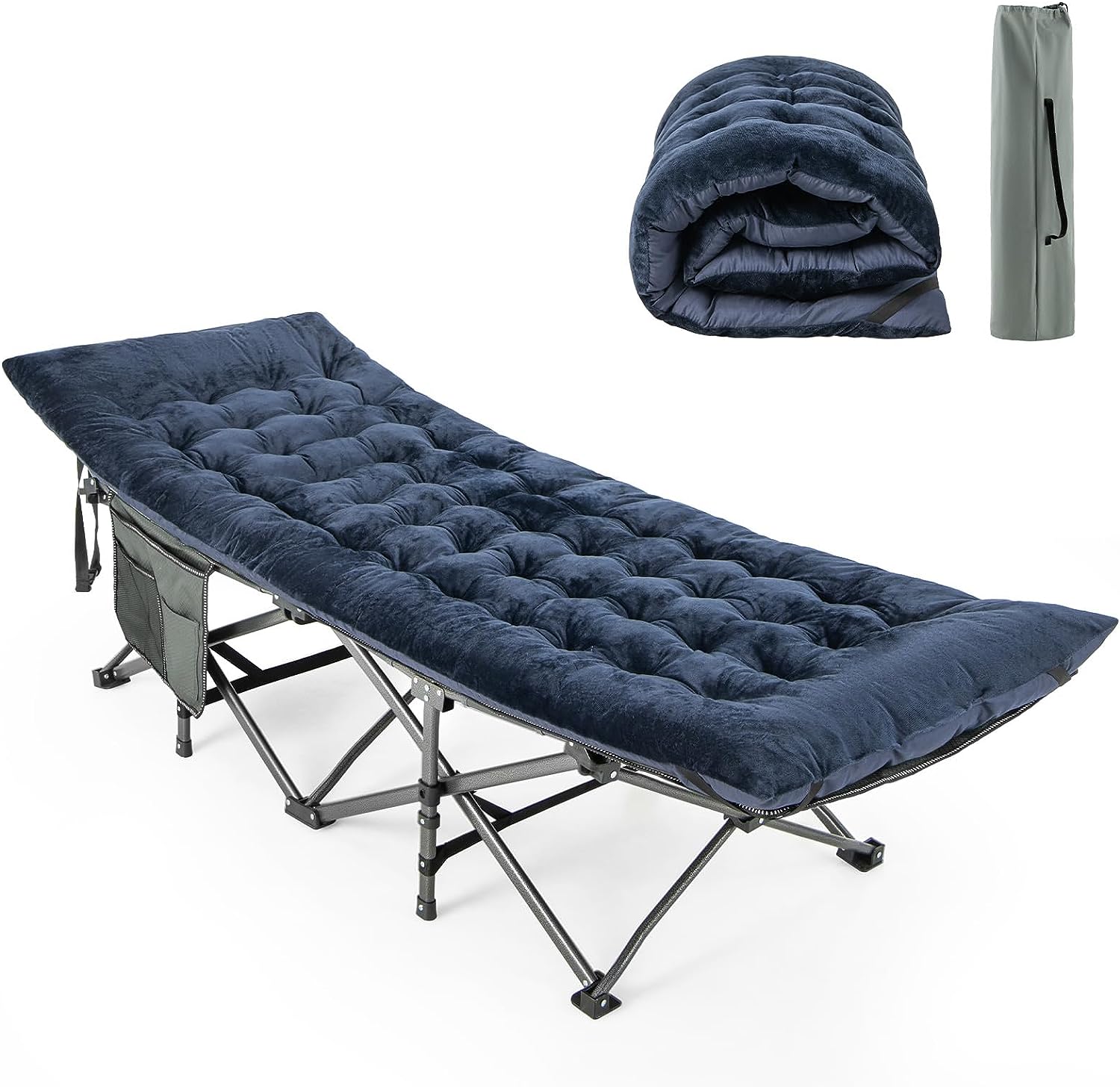 Giantex Folding Camping Cot with Pad, Heavy Duty Sleeping Cots with Carry Bag