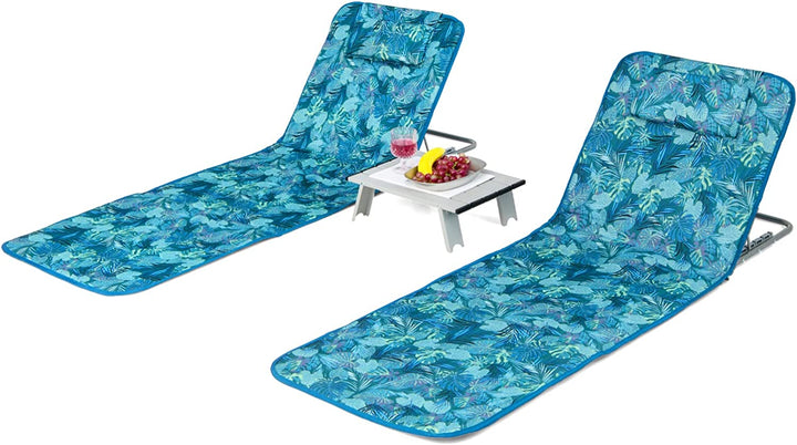 Giantex Beach Chairs for Adults 2 Pack Set with Side Table