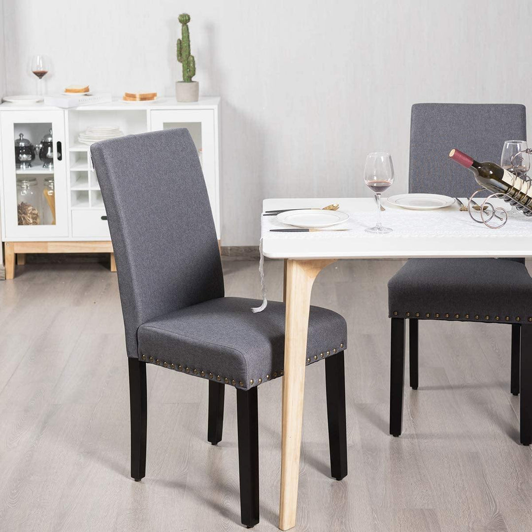 Giantex Upholstered Dining Chairs Set of 2 or 4, Fabric Side Chairs w/Wood Legs - Giantexus
