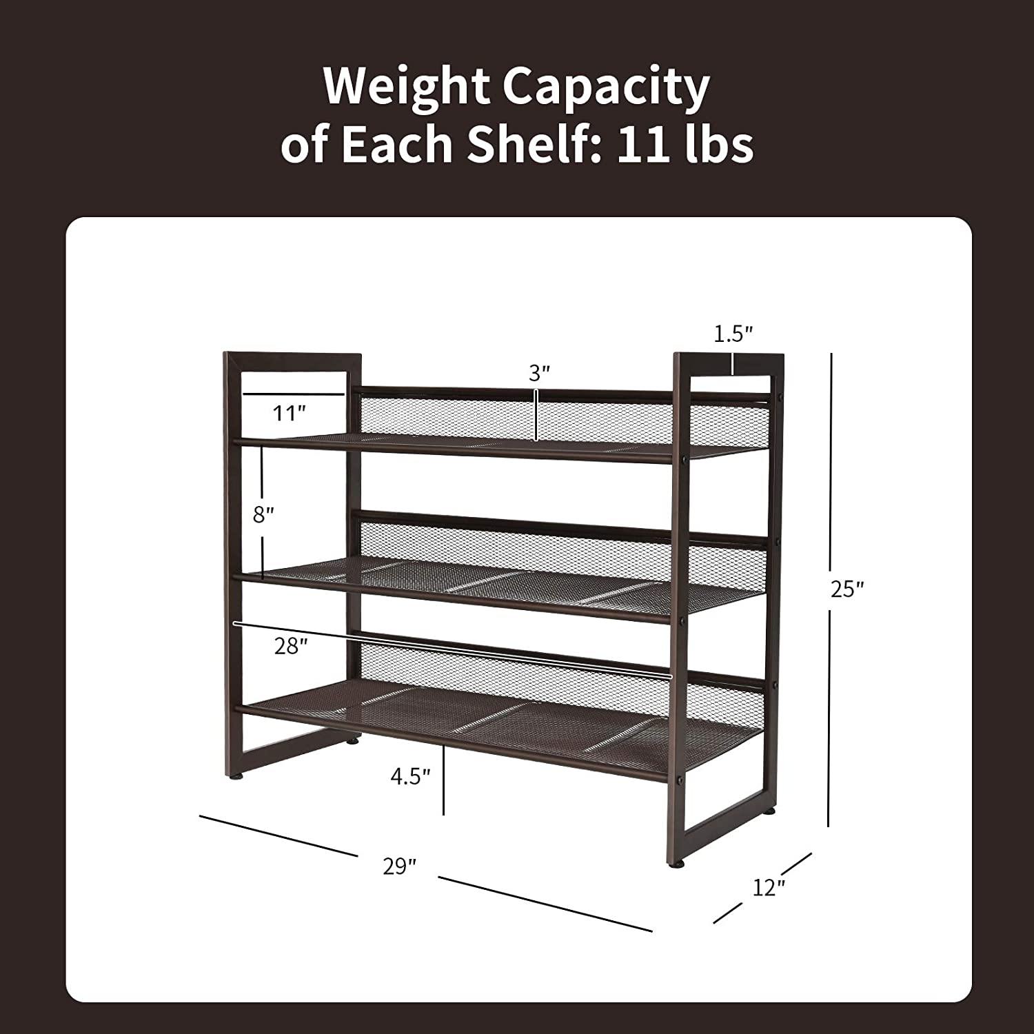 3-Tier Metal Shoe Rack, Shoe Storage Organizer - Giantexus