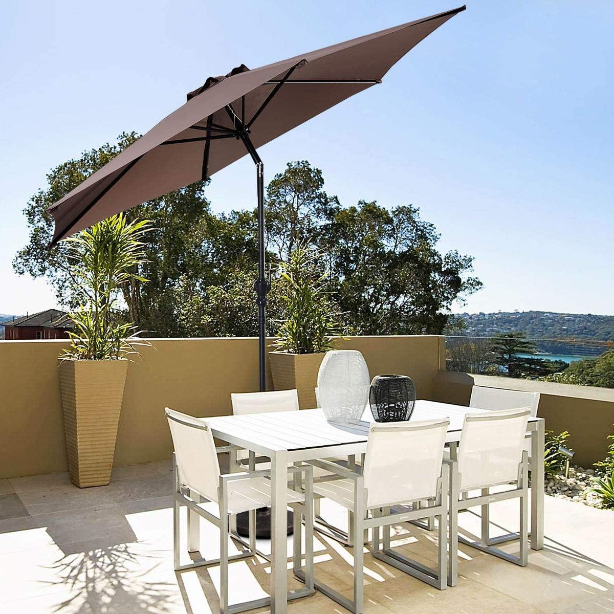 Giantex 9ft Patio Umbrella Outdoor, Market Table Umbrella w/ Push Button Tilt and Crank - Giantexus