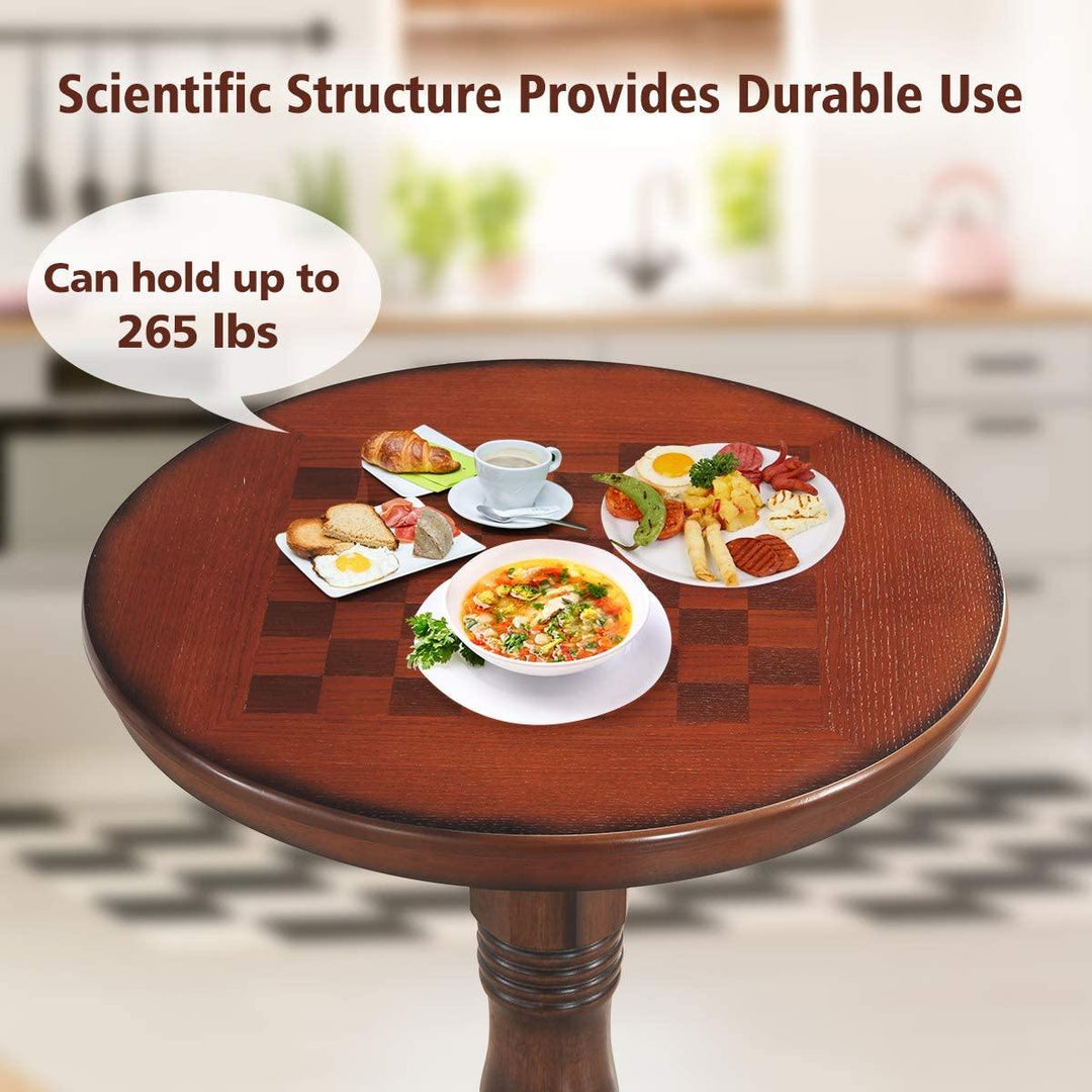 Table 42" Wooden Round Pub Pedestal Side Table - Giantexus