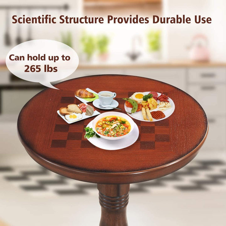 Table 42" Wooden Round Pub Pedestal Side Table - Giantexus