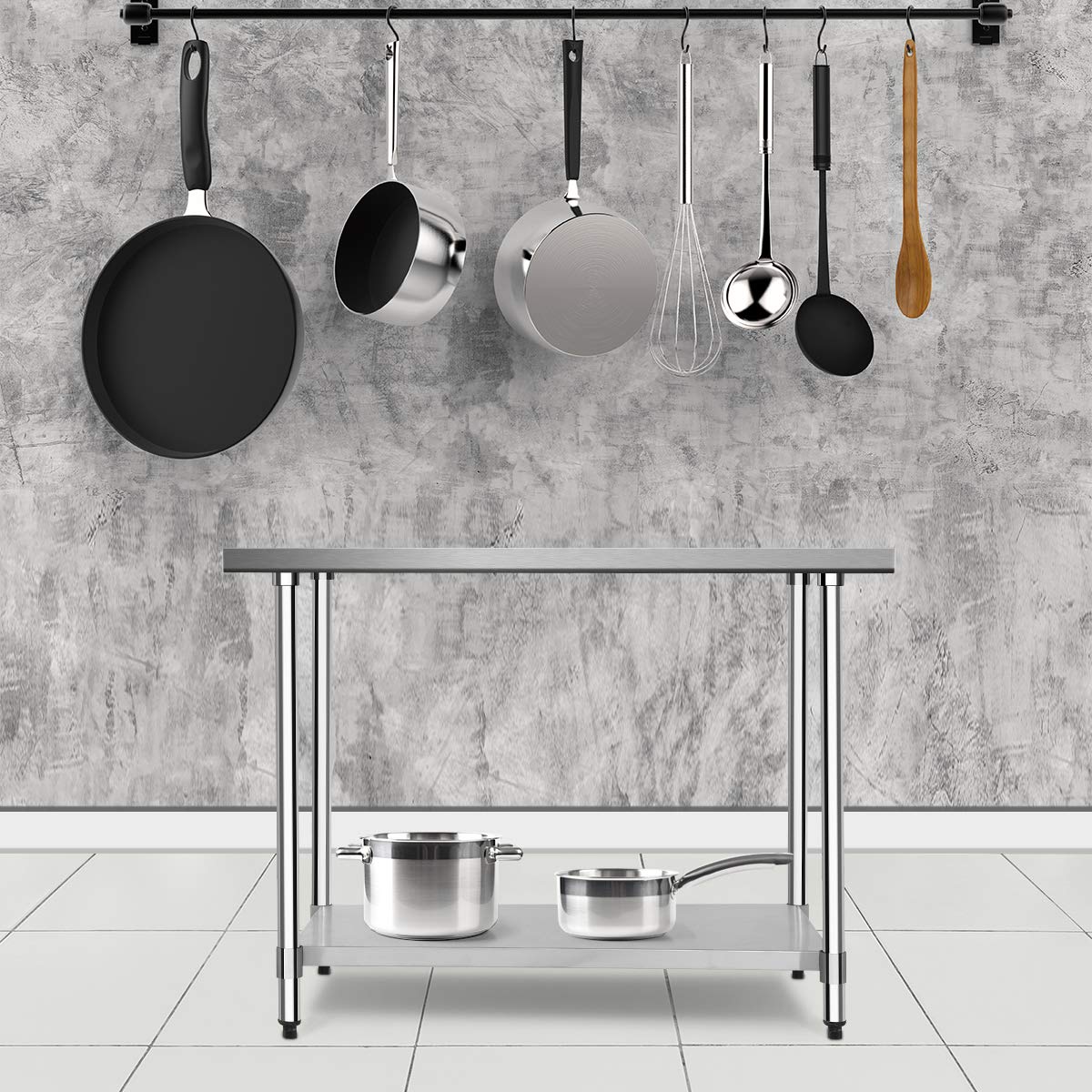 Giantex Stainless Steel Work Table with Shelf Commercial Kitchen Food Prep Table - Giantexus