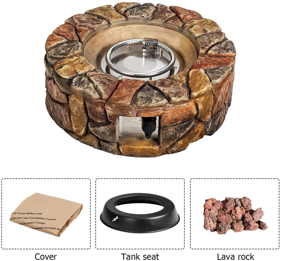Gas Fire Pit, 28 Inch 40,000 BTU Propane Fire Pit Outdoor