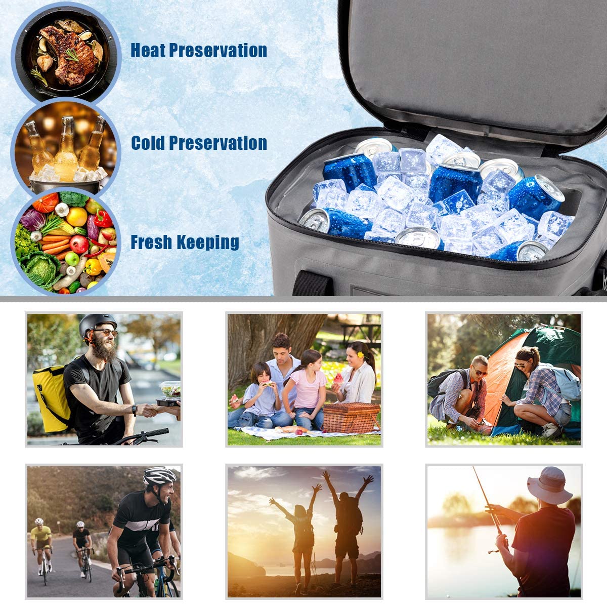 Giantex 24 Can Soft Pack Cooler Insulated Soft Sided Cooler Bag (24 Cans)