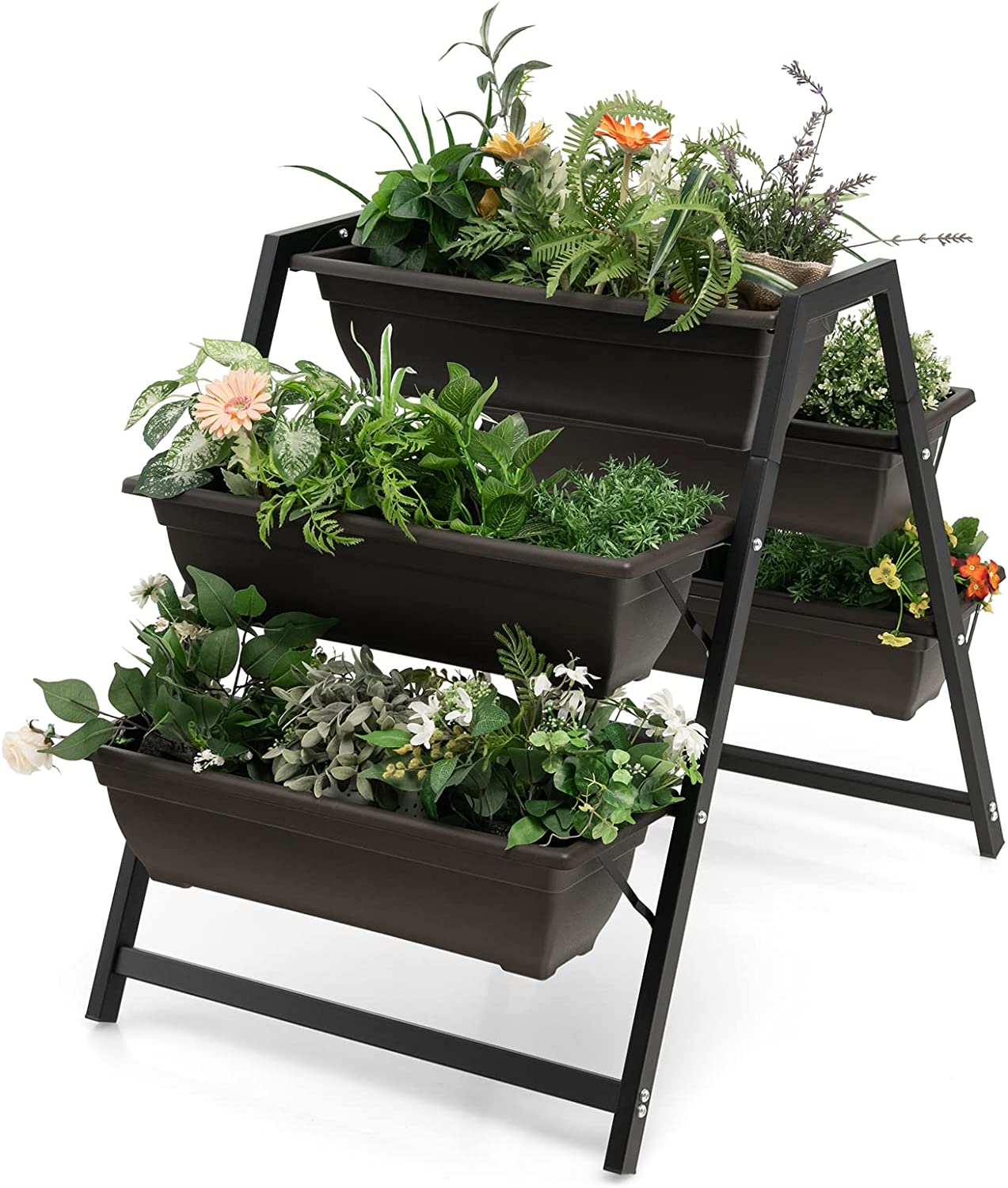 Giantex Set of 2 Vertical Raised Garden Bed, 5 Planter Boxes Container w/ Drainage Holes