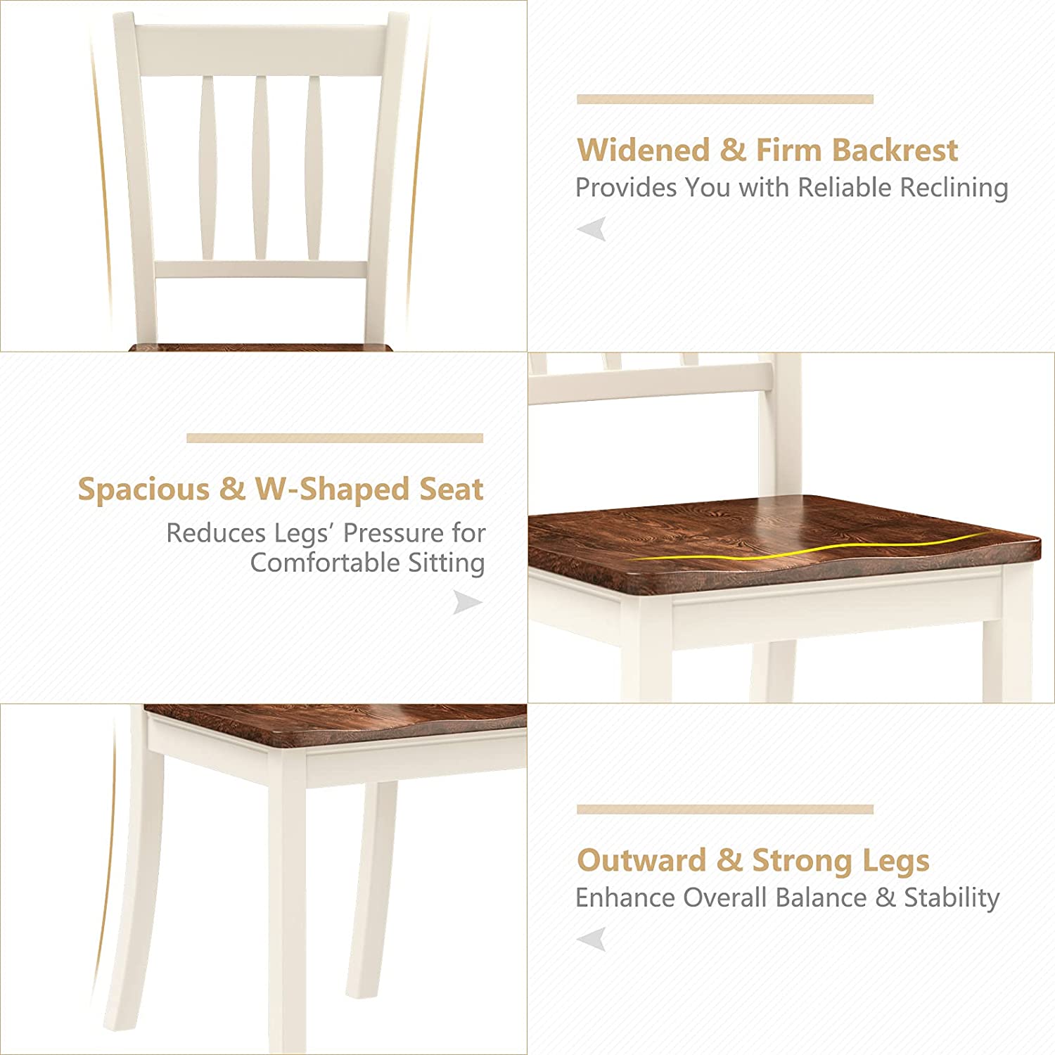 Solid Wood Whitesburg Dining Chairs Set of 4 - Giantexus
