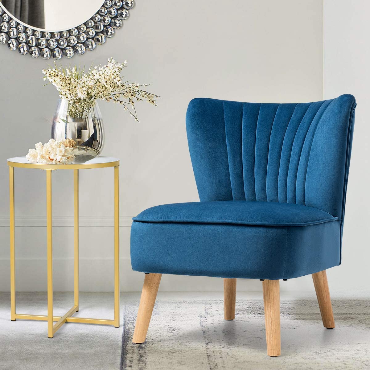 Velvet Accent Chair, Upholstered Modern Sofa Chair - Giantexus