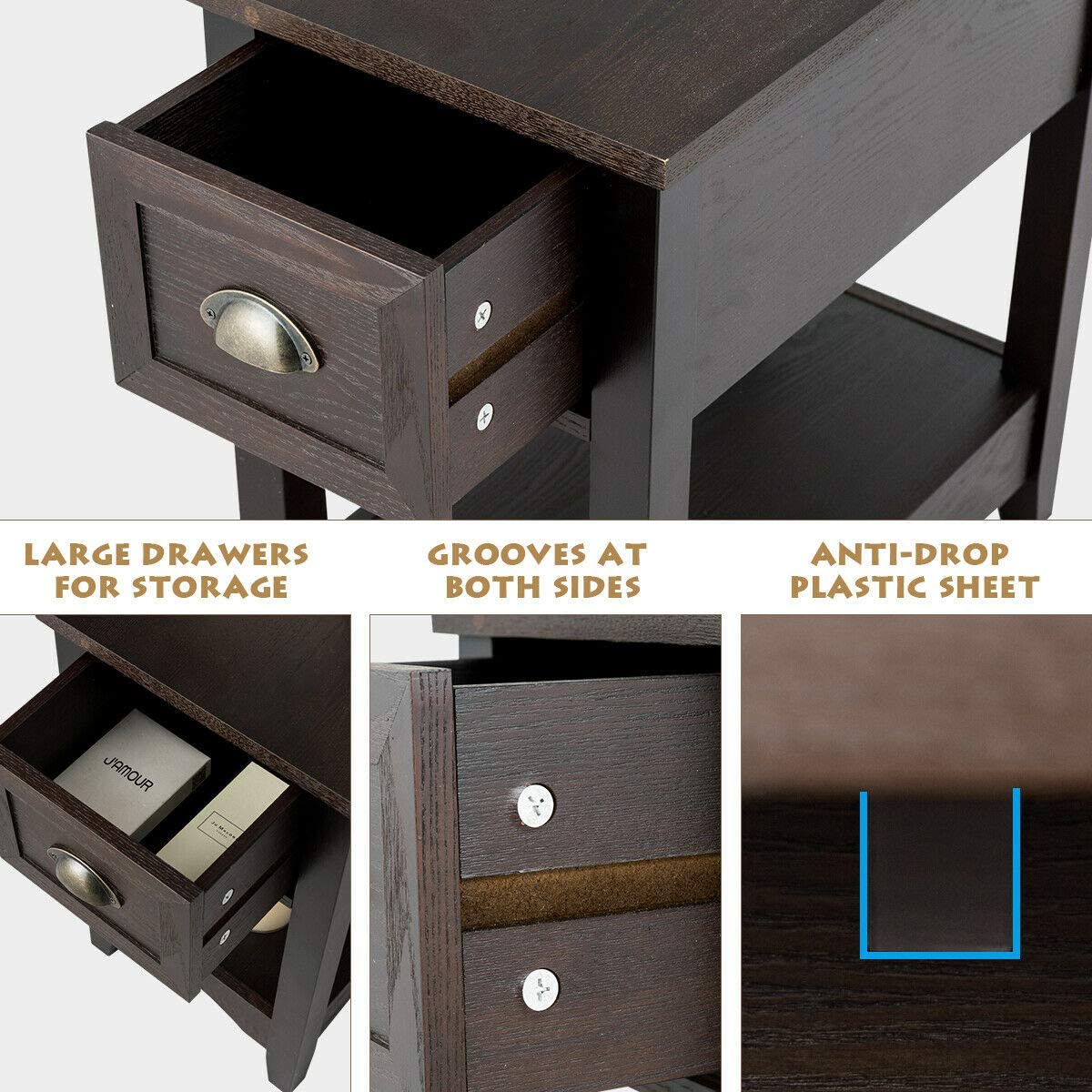 Chair Side End Table with Drawer - Giantexus