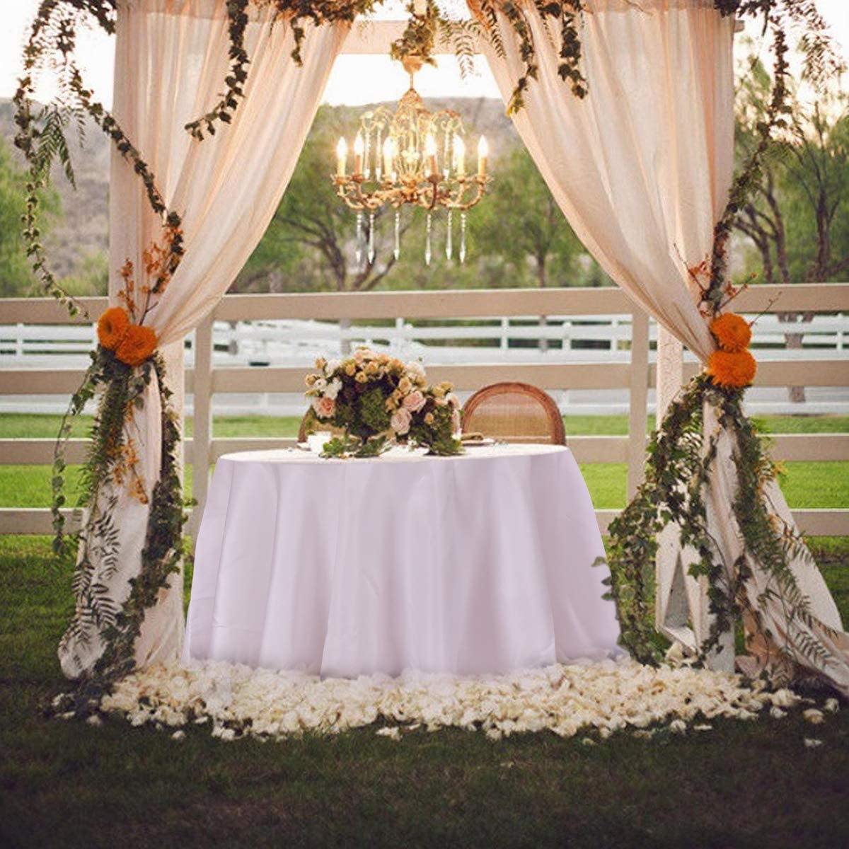 10 Pcs Round White Tablecloth 120-Inch, Premium Polyester Table Cover (White, 120") - Giantexus