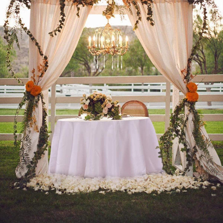 10 Pcs Round White Tablecloth 120-Inch, Premium Polyester Table Cover (White, 120") - Giantexus