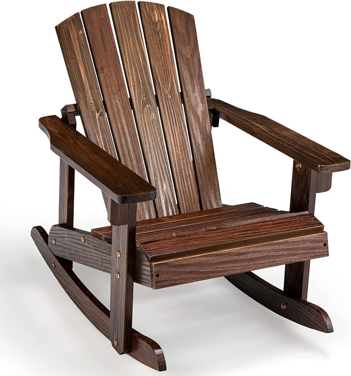 Giantex Wooden Adirondack Rocking Chair - Kids Outdoor Adirondack Rocker with Slatted seat, Smooth Rocking Feet