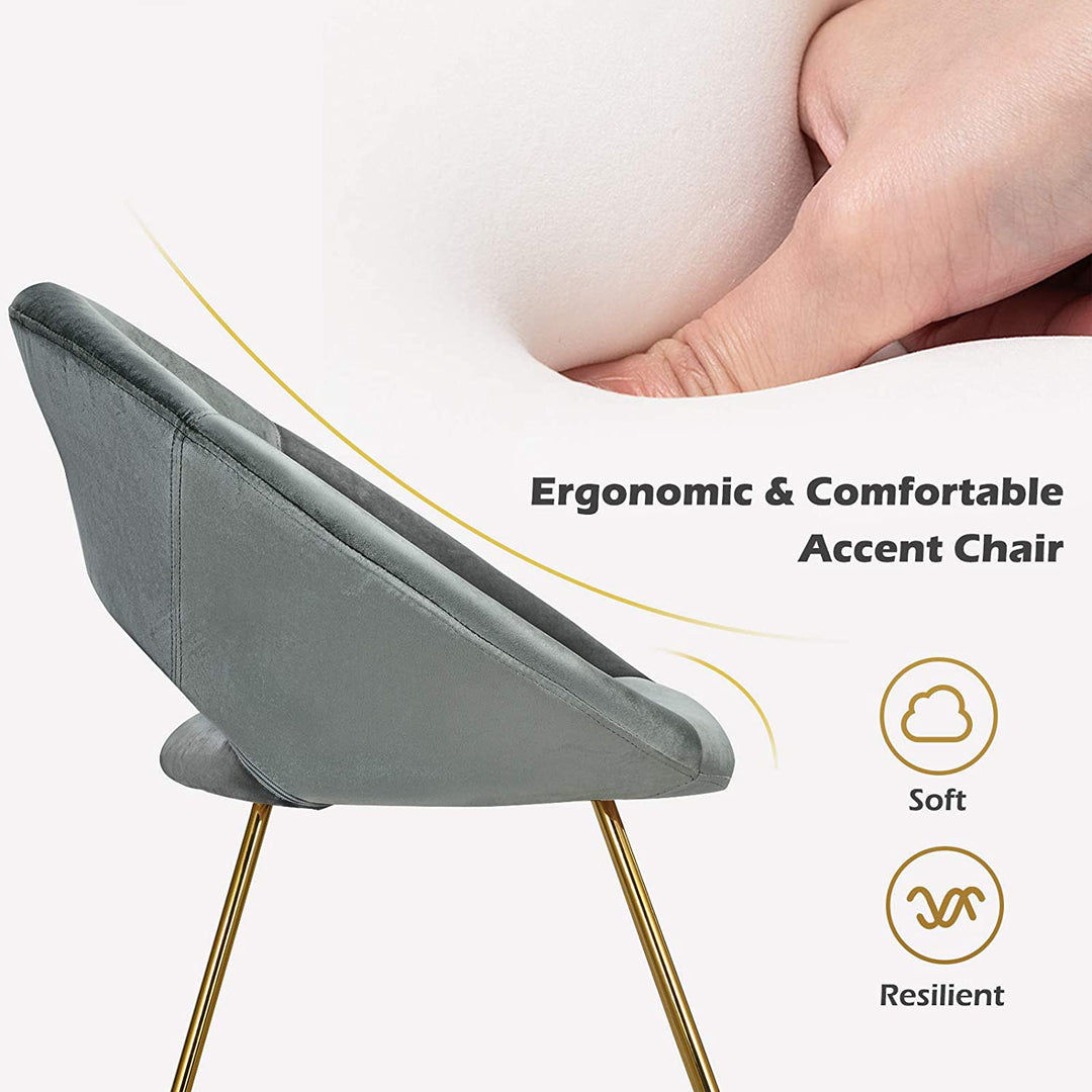Modern Velvet Accent Chair, Comfy Cute Upholstered Vanity Desk Chair - Giantexus