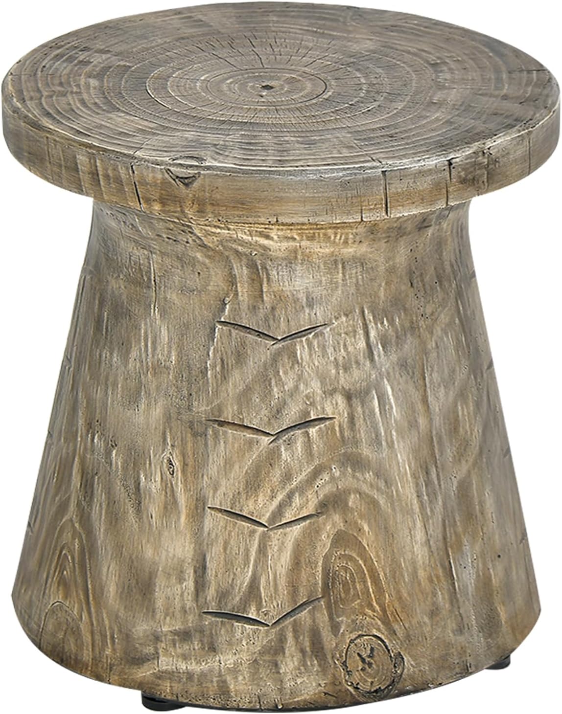 Giantex Hourglass-Shaped Outdoor Side Table - 14.5”D x 17”H Hollow Garden Stool W/Wood Grain